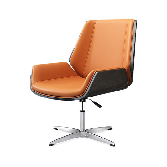 Mid Back Conference Chair Contemporary Faux Leather Armless Chair Black-Orange 1 Piece