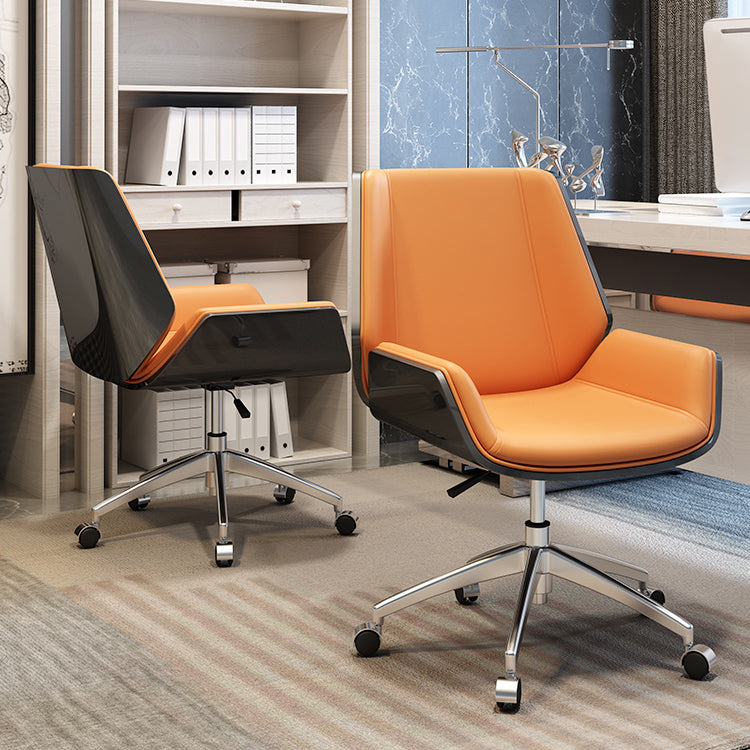 Mid Back Conference Chair Contemporary Faux Leather Armless Chair Clearhalo 'furn' 'furn_office_chair' 'Furniture' 'furniture_office_chair' 'Office Chairs' 'Office Furniture' 'office_chair' 4992507