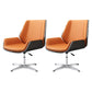 Mid Back Conference Chair Contemporary Faux Leather Armless Chair Black-Orange 2 Piece Set Clearhalo 'furn' 'furn_office_chair' 'Furniture' 'furniture_office_chair' 'Office Chairs' 'Office Furniture' 'office_chair' 4992508