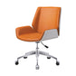 Mid Back Conference Chair Contemporary Faux Leather Armless Chair White-Saffron 1 Piece Clearhalo 'furn' 'furn_office_chair' 'Furniture' 'furniture_office_chair' 'Office Chairs' 'Office Furniture' 'office_chair' 4992509
