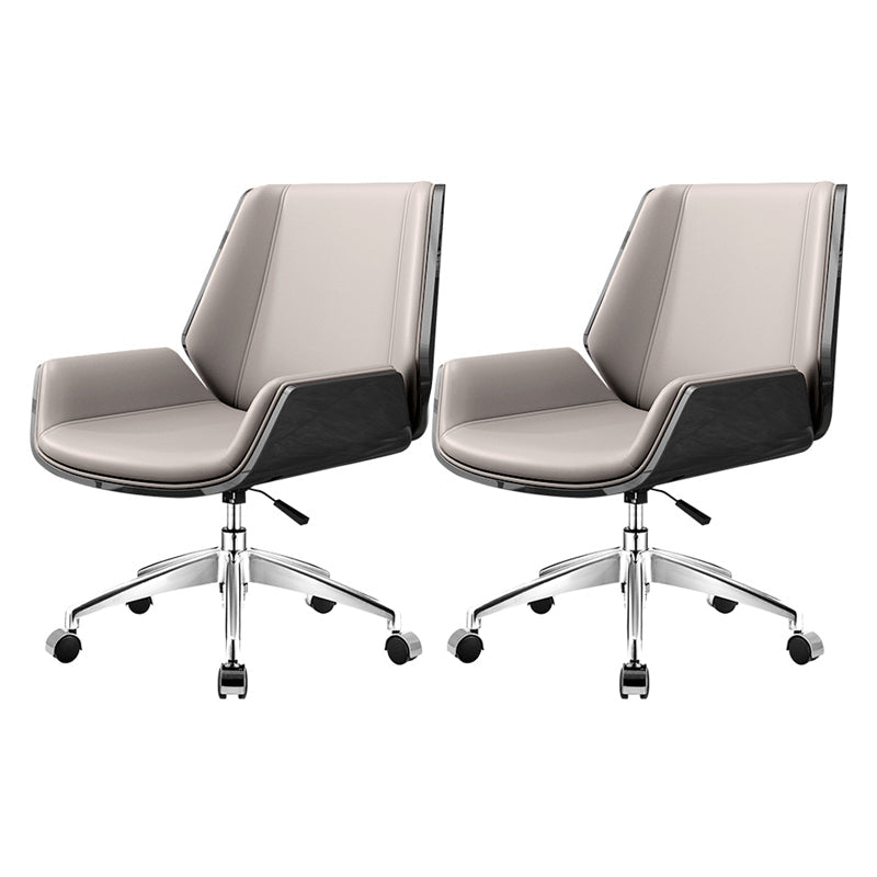 Mid Back Conference Chair Contemporary Faux Leather Armless Chair Black-Gray 2 Piece Set Clearhalo 'furn' 'furn_office_chair' 'Furniture' 'furniture_office_chair' 'Office Chairs' 'Office Furniture' 'office_chair' 4992513