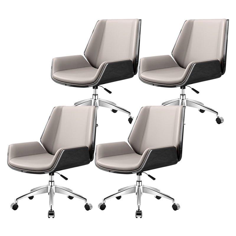 Mid Back Conference Chair Contemporary Faux Leather Armless Chair Black-Gray 4 Piece Set Clearhalo 'furn' 'furn_office_chair' 'Furniture' 'furniture_office_chair' 'Office Chairs' 'Office Furniture' 'office_chair' 4992515