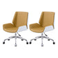 Mid Back Conference Chair Contemporary Faux Leather Armless Chair White-Yellow 2 Piece Set Clearhalo 'furn' 'furn_office_chair' 'Furniture' 'furniture_office_chair' 'Office Chairs' 'Office Furniture' 'office_chair' 4992519