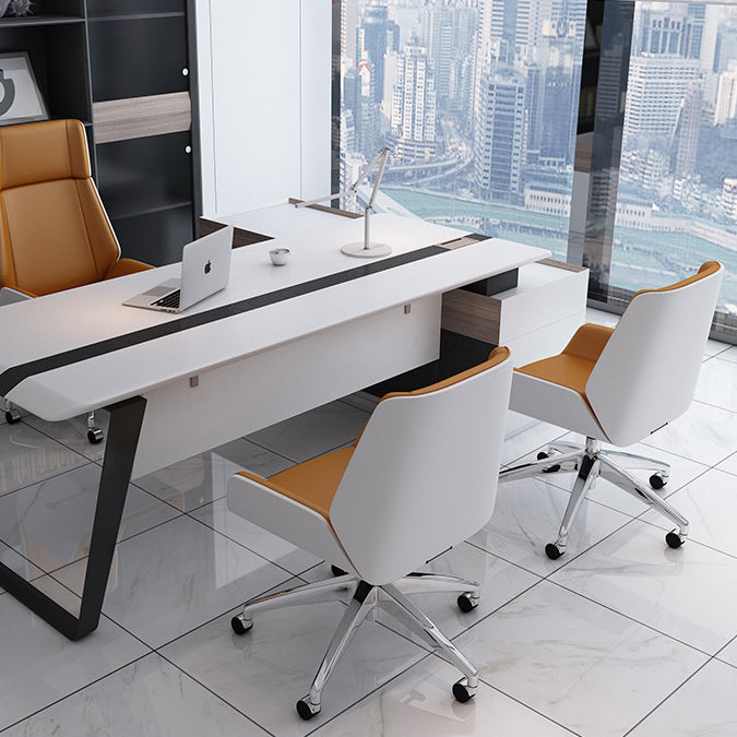 Mid Back Conference Chair Contemporary Faux Leather Armless Chair Clearhalo 'furn' 'furn_office_chair' 'Furniture' 'furniture_office_chair' 'Office Chairs' 'Office Furniture' 'office_chair' 4992520