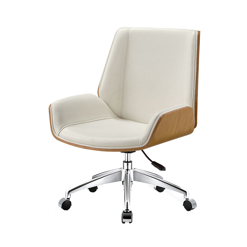 Mid Back Conference Chair Contemporary Faux Leather Armless Chair White-Brown 1 Piece Clearhalo 'furn' 'furn_office_chair' 'Furniture' 'furniture_office_chair' 'Office Chairs' 'Office Furniture' 'office_chair' 4992523
