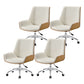 Mid Back Conference Chair Contemporary Faux Leather Armless Chair White-Brown 4 Piece Set Clearhalo 'furn' 'furn_office_chair' 'Furniture' 'furniture_office_chair' 'Office Chairs' 'Office Furniture' 'office_chair' 4992526