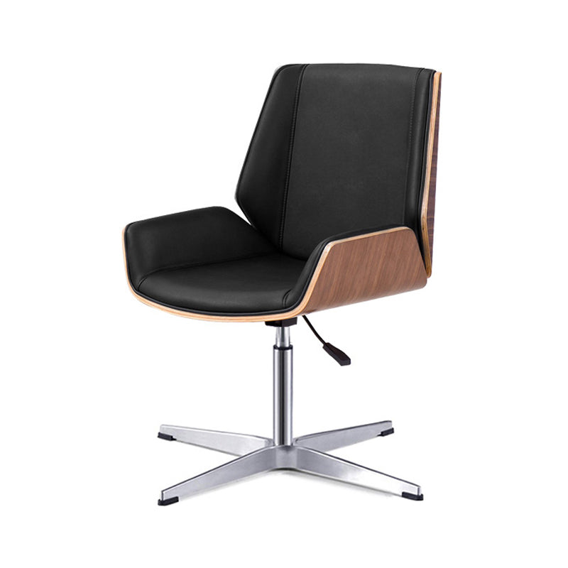 Mid Back Conference Chair Contemporary Faux Leather Armless Chair Black-Brown 1 Piece Clearhalo 'furn' 'furn_office_chair' 'Furniture' 'furniture_office_chair' 'Office Chairs' 'Office Furniture' 'office_chair' 4992530