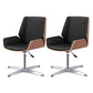 Mid Back Conference Chair Contemporary Faux Leather Armless Chair Black-Brown 2 Piece Set Clearhalo 'furn' 'furn_office_chair' 'Furniture' 'furniture_office_chair' 'Office Chairs' 'Office Furniture' 'office_chair' 4992531