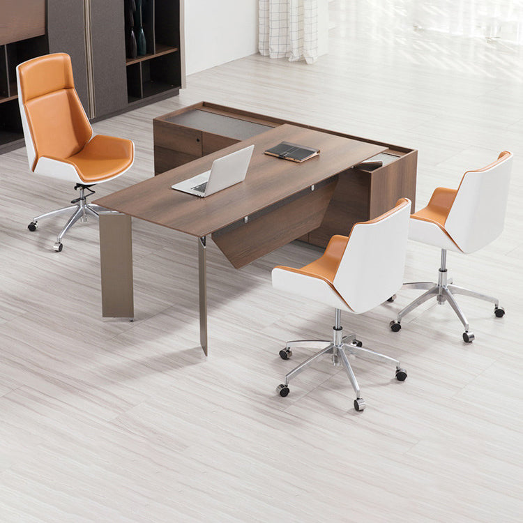 Modern Leather Task Chair Mid-Back Adjustable Swivel Office Chair Clearhalo 'furn' 'furn_office_chair' 'Furniture' 'furniture_office_chair' 'Office Chairs' 'Office Furniture' 'office_chair' 4992551