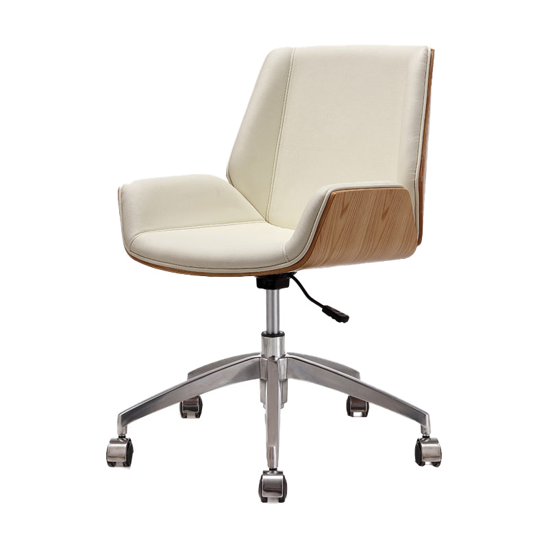 Modern Leather Task Chair Mid-Back Adjustable Swivel Office Chair Beige 1 Piece Clearhalo 'furn' 'furn_office_chair' 'Furniture' 'furniture_office_chair' 'Office Chairs' 'Office Furniture' 'office_chair' 4992553