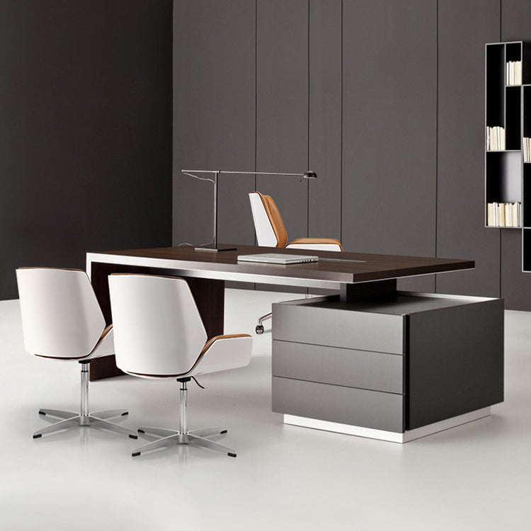 Modern Leather Task Chair Mid-Back Adjustable Swivel Office Chair Clearhalo 'furn' 'furn_office_chair' 'Furniture' 'furniture_office_chair' 'Office Chairs' 'Office Furniture' 'office_chair' 4992554