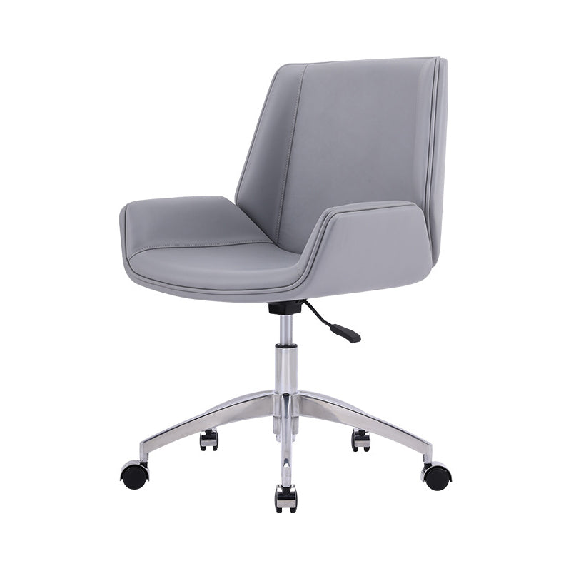 Modern Leather Task Chair Mid-Back Adjustable Swivel Office Chair Gray 1 Piece Clearhalo 'furn' 'furn_office_chair' 'Furniture' 'furniture_office_chair' 'Office Chairs' 'Office Furniture' 'office_chair' 4992559