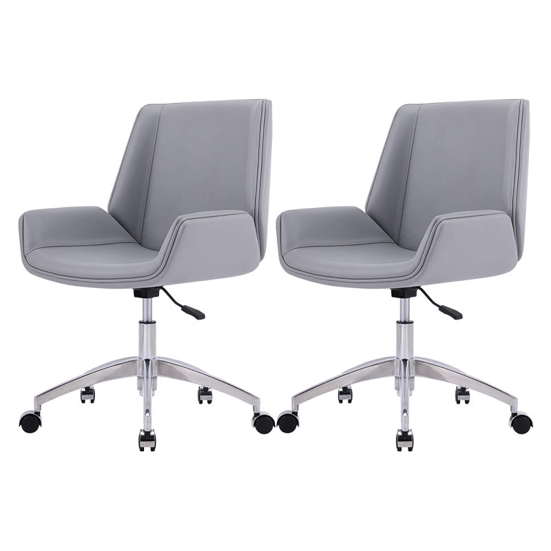 Modern Leather Task Chair Mid-Back Adjustable Swivel Office Chair Gray 2 Piece Set Clearhalo 'furn' 'furn_office_chair' 'Furniture' 'furniture_office_chair' 'Office Chairs' 'Office Furniture' 'office_chair' 4992561