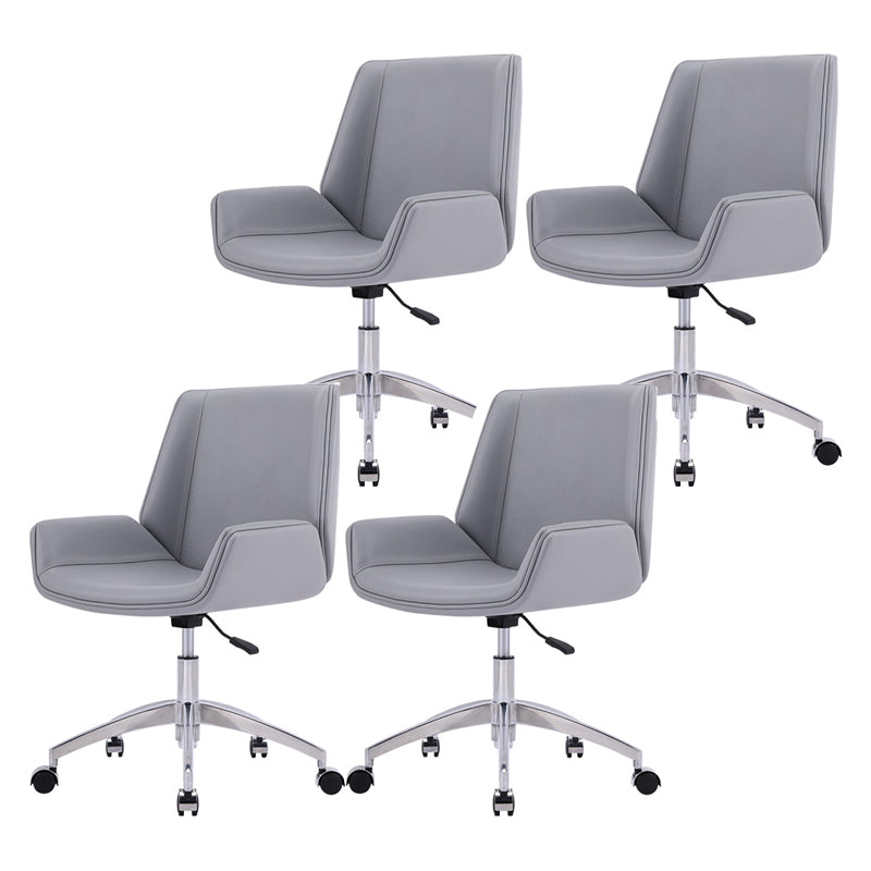 Modern Leather Task Chair Mid-Back Adjustable Swivel Office Chair Gray 4 Piece Set Clearhalo 'furn' 'furn_office_chair' 'Furniture' 'furniture_office_chair' 'Office Chairs' 'Office Furniture' 'office_chair' 4992563