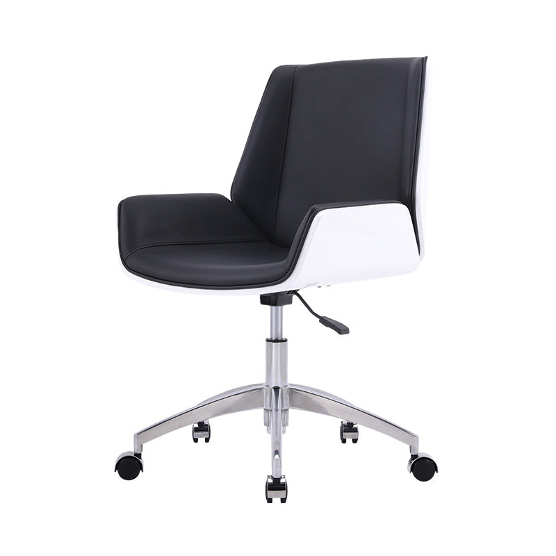 Modern Leather Task Chair Mid-Back Adjustable Swivel Office Chair Black 1 Piece Clearhalo 'furn' 'furn_office_chair' 'Furniture' 'furniture_office_chair' 'Office Chairs' 'Office Furniture' 'office_chair' 4992570