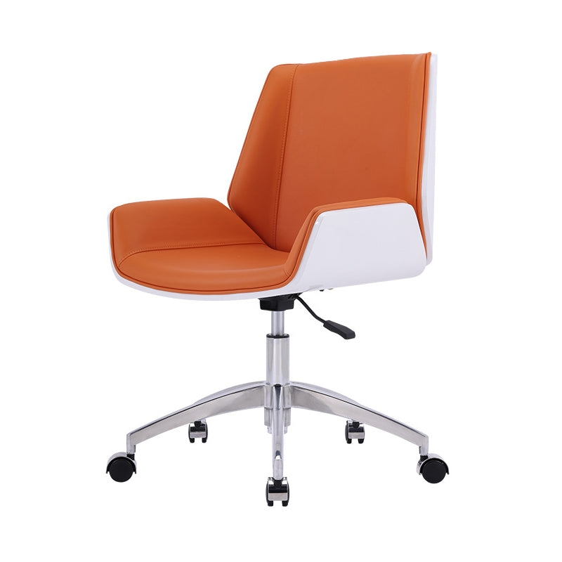 Modern Leather Task Chair Mid-Back Adjustable Swivel Office Chair Orange 1 Piece Clearhalo 'furn' 'furn_office_chair' 'Furniture' 'furniture_office_chair' 'Office Chairs' 'Office Furniture' 'office_chair' 4992576