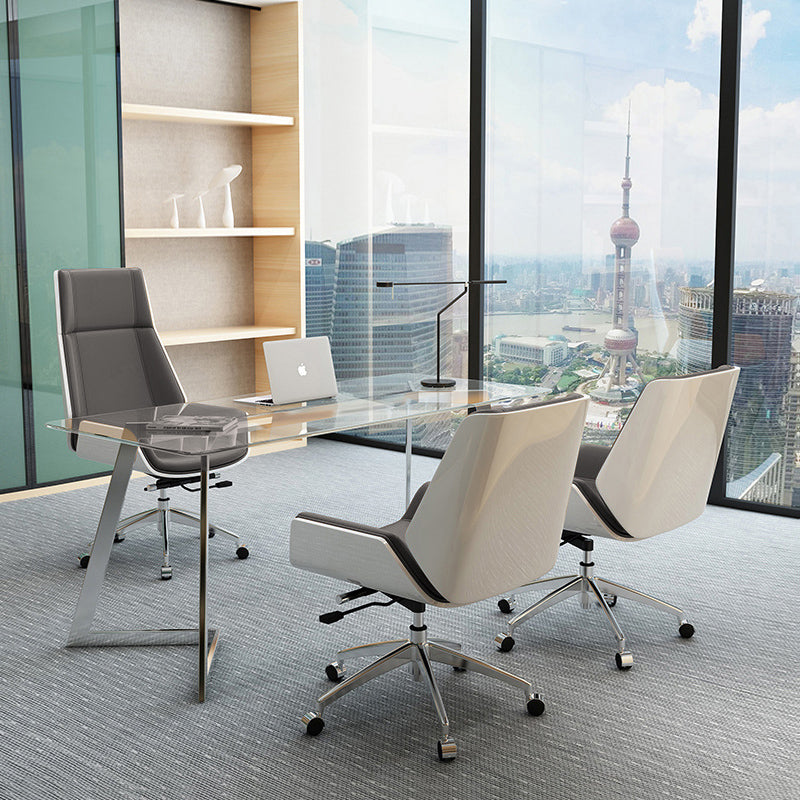 Mid Back Conference Chair Faux Leather Armless Chair for Home Office Clearhalo 'furn' 'furn_office_chair' 'Furniture' 'furniture_office_chair' 'Office Chairs' 'Office Furniture' 'office_chair' 4992582