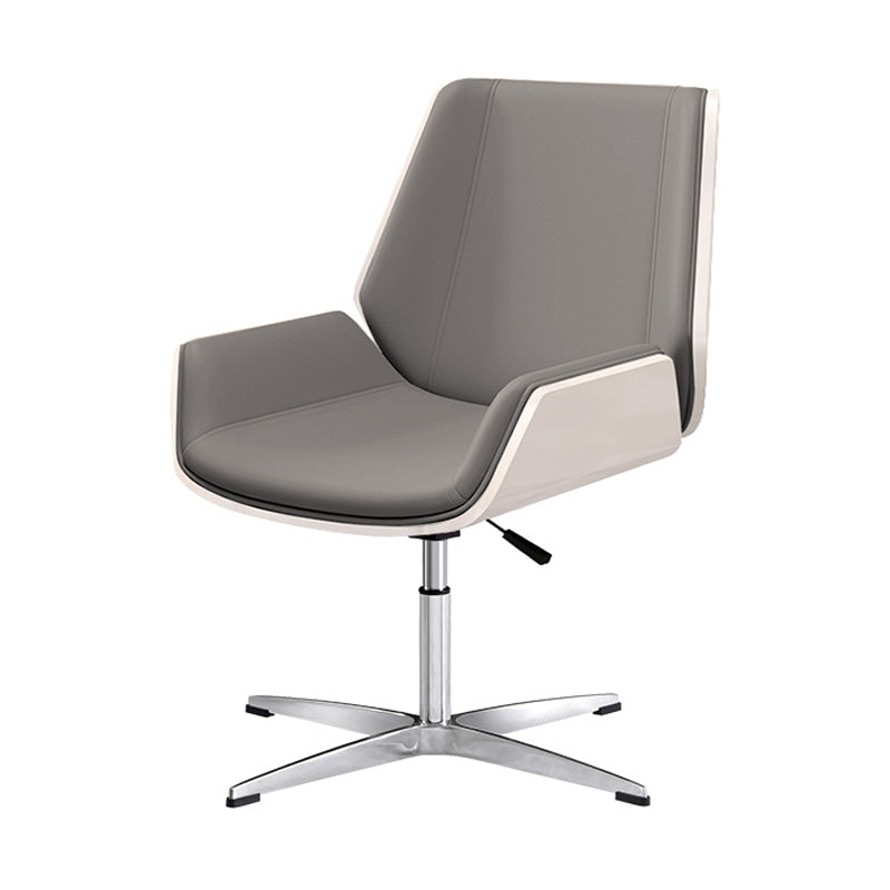Mid Back Conference Chair Faux Leather Armless Chair for Home Office Grey Casters Clearhalo 'furn' 'furn_office_chair' 'Furniture' 'furniture_office_chair' 'Office Chairs' 'Office Furniture' 'office_chair' 4992583