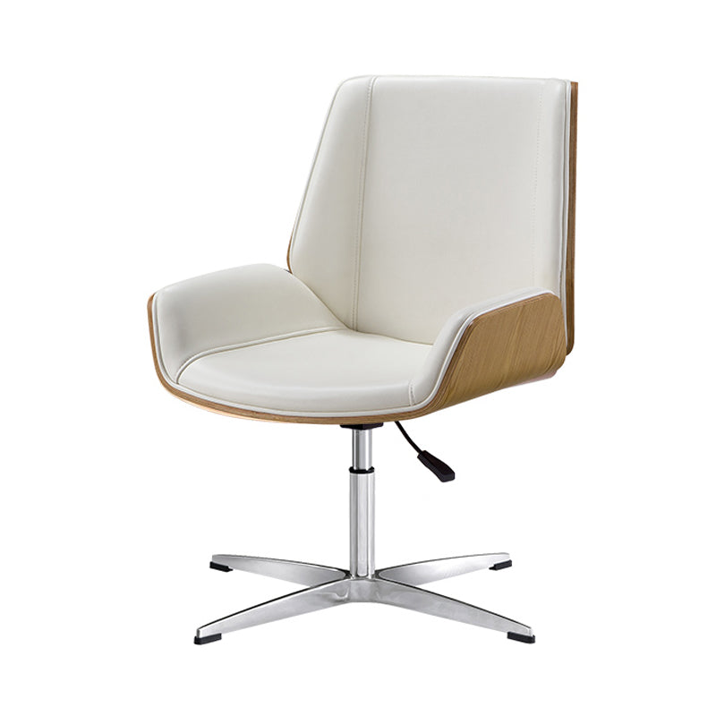 Mid Back Conference Chair Faux Leather Armless Chair for Home Office White Casters Clearhalo 'furn' 'furn_office_chair' 'Furniture' 'furniture_office_chair' 'Office Chairs' 'Office Furniture' 'office_chair' 4992588