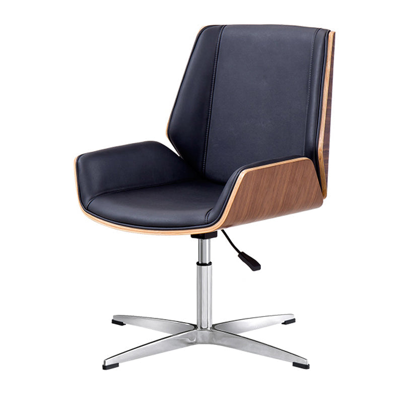 Mid Back Conference Chair Faux Leather Armless Chair for Home Office Black Casters Clearhalo 'furn' 'furn_office_chair' 'Furniture' 'furniture_office_chair' 'Office Chairs' 'Office Furniture' 'office_chair' 4992590