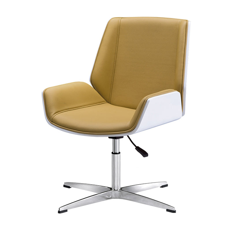 Mid Back Conference Chair Faux Leather Armless Chair for Home Office Yellow Casters Clearhalo 'furn' 'furn_office_chair' 'Furniture' 'furniture_office_chair' 'Office Chairs' 'Office Furniture' 'office_chair' 4992595