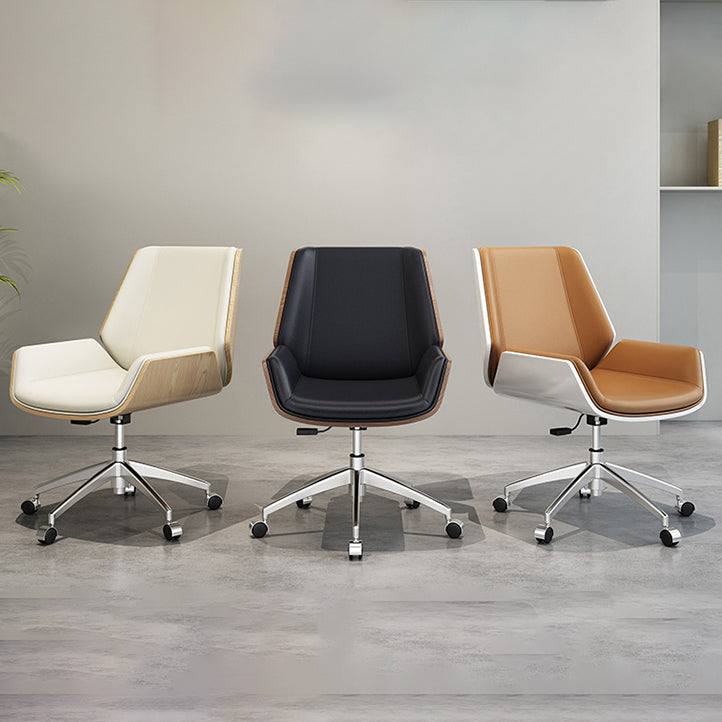 Mid Back Conference Chair Faux Leather Armless Chair for Home Office Clearhalo 'furn' 'furn_office_chair' 'Furniture' 'furniture_office_chair' 'Office Chairs' 'Office Furniture' 'office_chair' 4992598