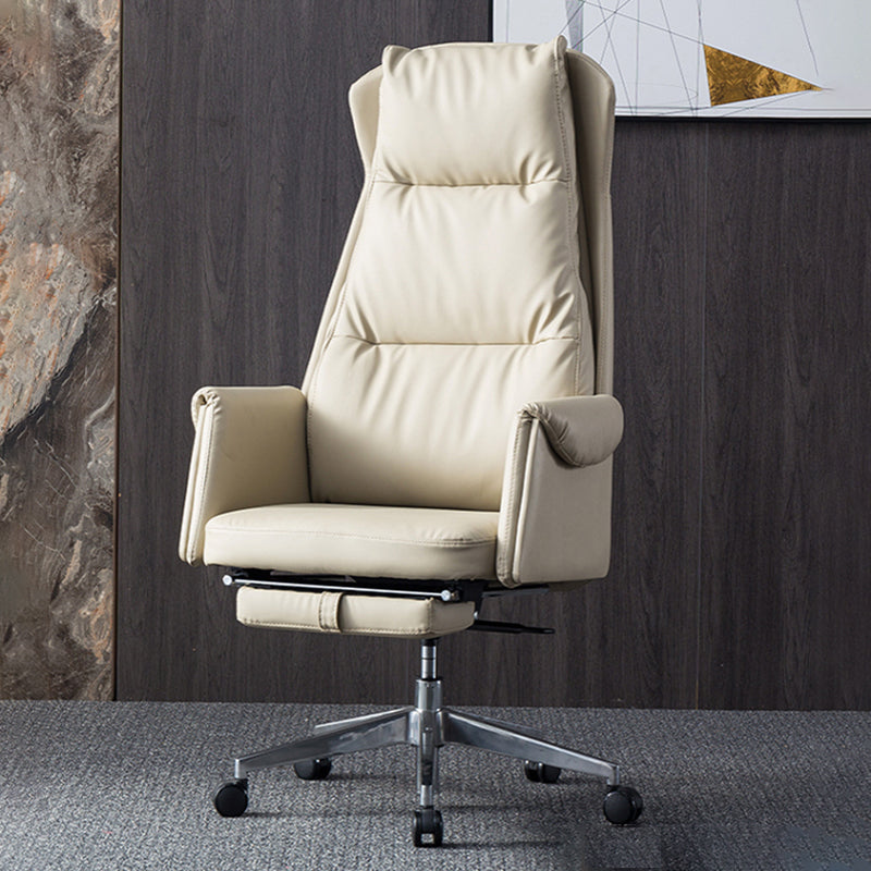 Modern High Back Management Chair Ergonomic Adjustable Executive Leather Chair Clearhalo 'furn' 'furn_office_chair' 'Furniture' 'furniture_office_chair' 'Office Chairs' 'Office Furniture' 'office_chair' 4992603