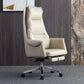 Modern High Back Management Chair Ergonomic Adjustable Executive Leather Chair Off-White Clearhalo 'furn' 'furn_office_chair' 'Furniture' 'furniture_office_chair' 'Office Chairs' 'Office Furniture' 'office_chair' 4992604