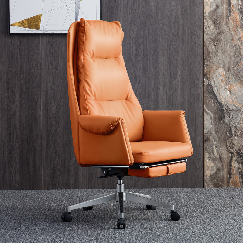 Modern High Back Management Chair Ergonomic Adjustable Executive Leather Chair Orange Clearhalo 'furn' 'furn_office_chair' 'Furniture' 'furniture_office_chair' 'Office Chairs' 'Office Furniture' 'office_chair' 4992605