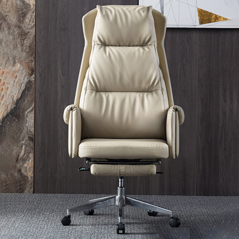 Modern High Back Management Chair Ergonomic Adjustable Executive Leather Chair Clearhalo 'furn' 'furn_office_chair' 'Furniture' 'furniture_office_chair' 'Office Chairs' 'Office Furniture' 'office_chair' 4992606