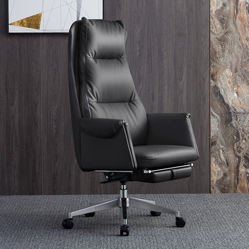 Modern High Back Management Chair Ergonomic Adjustable Executive Leather Chair Black Clearhalo 'furn' 'furn_office_chair' 'Furniture' 'furniture_office_chair' 'Office Chairs' 'Office Furniture' 'office_chair' 4992607