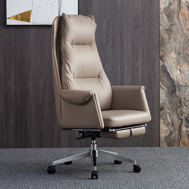 Modern High Back Management Chair Ergonomic Adjustable Executive Leather Chair Grey Clearhalo 'furn' 'furn_office_chair' 'Furniture' 'furniture_office_chair' 'Office Chairs' 'Office Furniture' 'office_chair' 4992609