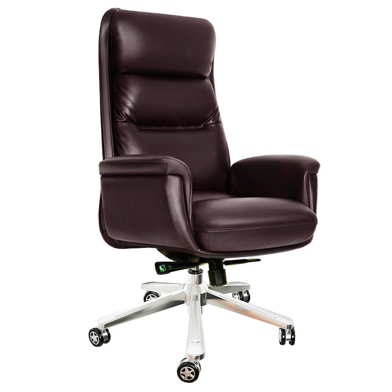 Contemporary Ergonomic Executive Leather Chair Tilt Mechanism High Back Chair Coffee Clearhalo 'furn' 'furn_office_chair' 'Furniture' 'furniture_office_chair' 'Office Chairs' 'Office Furniture' 'office_chair' 4992622