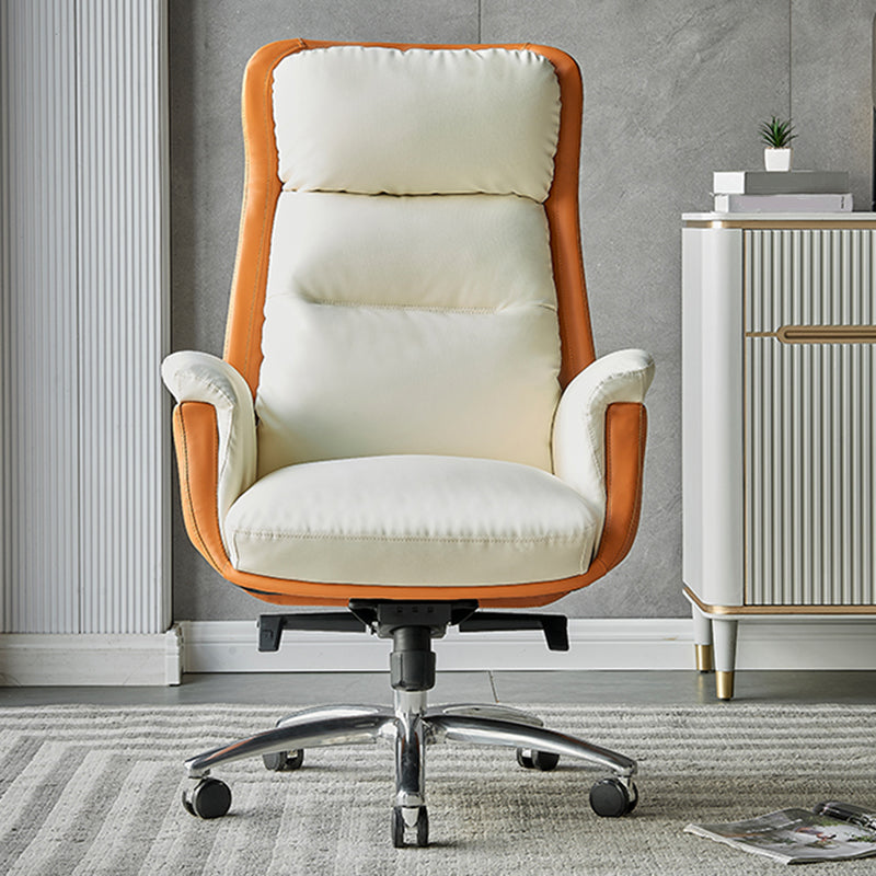 Contemporary Ergonomic Executive Leather Chair Tilt Mechanism High Back Chair Clearhalo 'furn' 'furn_office_chair' 'Furniture' 'furniture_office_chair' 'Office Chairs' 'Office Furniture' 'office_chair' 4992623