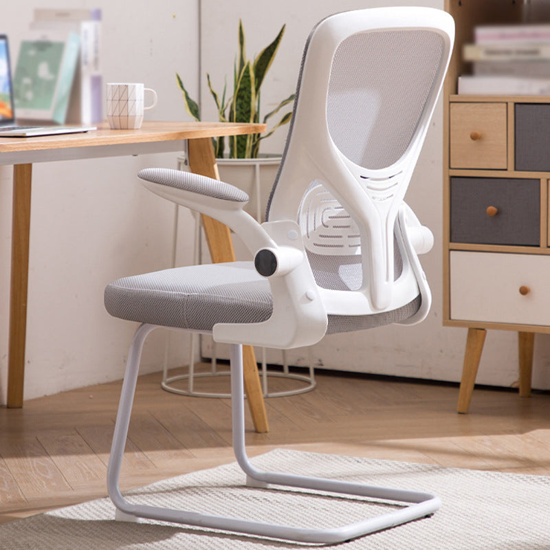 Modern Ergonomic Mesh Task Chair Adjustable Arms Lumbar Support Mid-back Office Chair Gray-White C-Shape Clearhalo 'furn' 'furn_office_chair' 'Furniture' 'furniture_office_chair' 'Office Chairs' 'Office Furniture' 'office_chair' 4992642