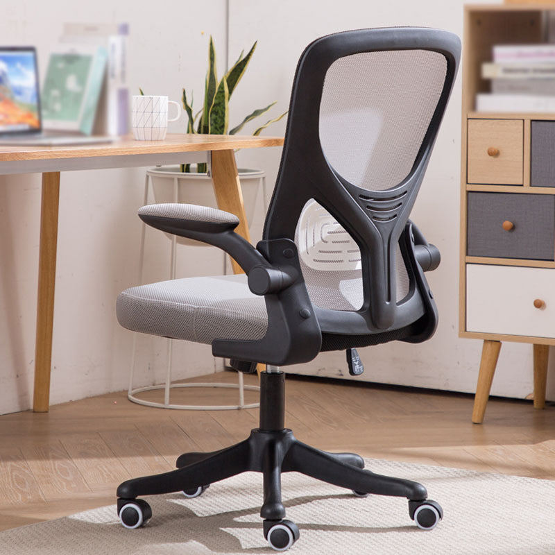 Modern Ergonomic Mesh Task Chair Adjustable Arms Lumbar Support Mid-back Office Chair Black-Gray Casters Clearhalo 'furn' 'furn_office_chair' 'Furniture' 'furniture_office_chair' 'Office Chairs' 'Office Furniture' 'office_chair' 4992644