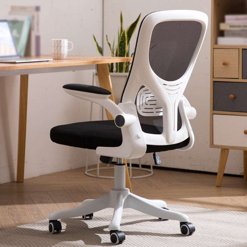 Modern Ergonomic Mesh Task Chair Adjustable Arms Lumbar Support Mid-back Office Chair Black White Casters Clearhalo 'furn' 'furn_office_chair' 'Furniture' 'furniture_office_chair' 'Office Chairs' 'Office Furniture' 'office_chair' 4992649