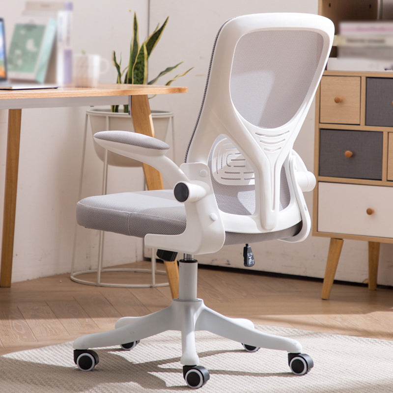 Modern Ergonomic Mesh Task Chair Adjustable Arms Lumbar Support Mid-back Office Chair Gray-White Casters Clearhalo 'furn' 'furn_office_chair' 'Furniture' 'furniture_office_chair' 'Office Chairs' 'Office Furniture' 'office_chair' 4992653