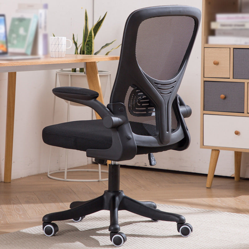 Modern Ergonomic Mesh Task Chair Adjustable Arms Lumbar Support Mid-back Office Chair Black Casters Clearhalo 'furn' 'furn_office_chair' 'Furniture' 'furniture_office_chair' 'Office Chairs' 'Office Furniture' 'office_chair' 4992657