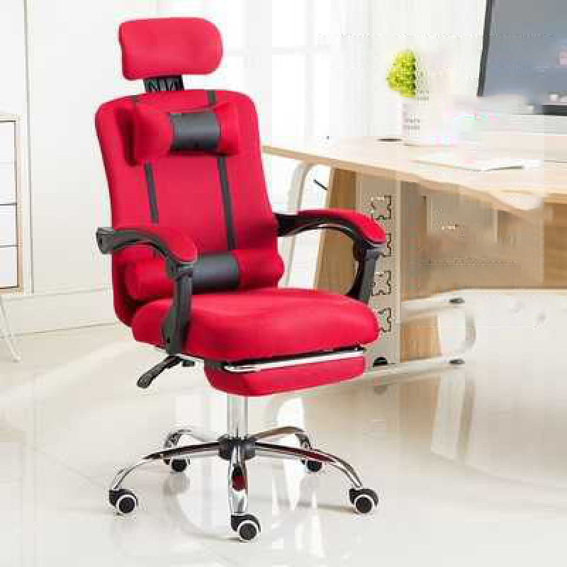 Modern Style Executive Chair High Back Office Chair with Adjustable Arms Red With Footrest Sponge Clearhalo 'furn' 'furn_office_chair' 'Furniture' 'furniture_office_chair' 'Office Chairs' 'Office Furniture' 'office_chair' 4992700