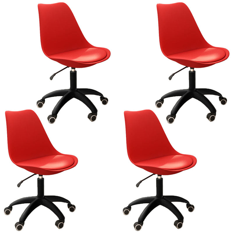 Modern Nylon Conference Chair with Low and Swivel Back Home Office Chair Red Set of 4 Clearhalo 'Furniture' 'furniture_office_chair' 'Office Chairs' 'Office Furniture' 'office_chair' 4992741