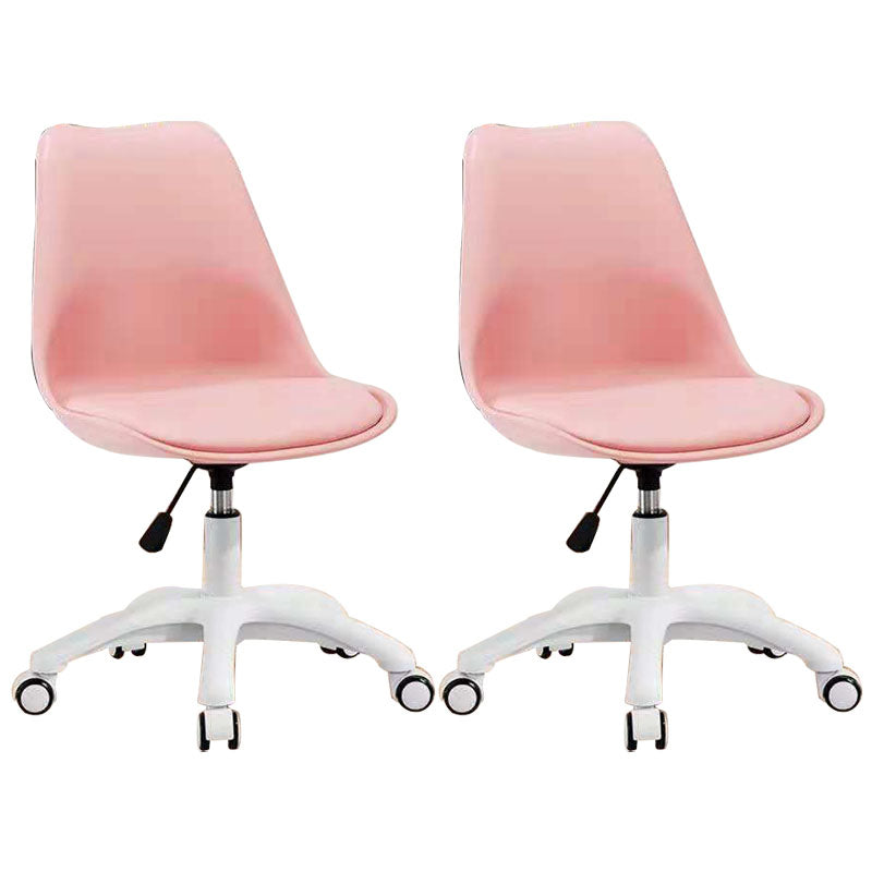 Modern Nylon Conference Chair with Low and Swivel Back Home Office Chair Pink Set of 2 Clearhalo 'Furniture' 'furniture_office_chair' 'Office Chairs' 'Office Furniture' 'office_chair' 4992747