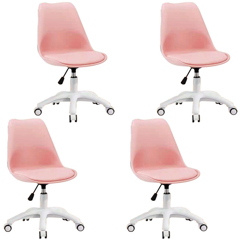 Modern Nylon Conference Chair with Low and Swivel Back Home Office Chair Pink Set of 4 Clearhalo 'Furniture' 'furniture_office_chair' 'Office Chairs' 'Office Furniture' 'office_chair' 4992748