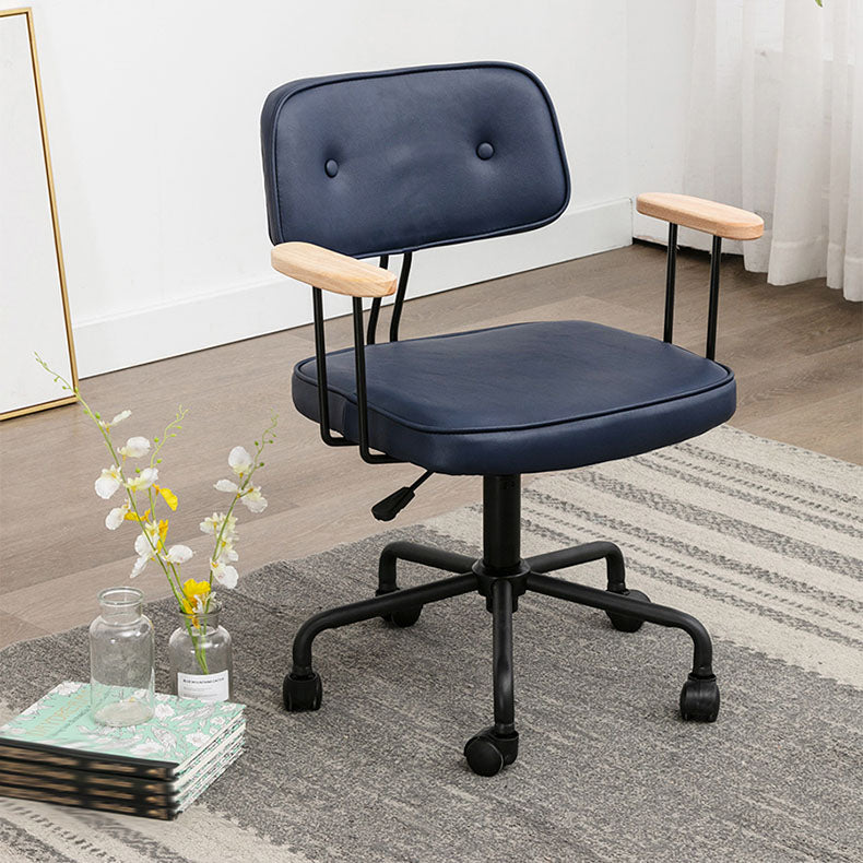Black Frame Modern Desk Chair with Mid Back Swivel Office Chair with Wheels Clearhalo 'furn' 'furn_office_chair' 'Furniture' 'furniture_office_chair' 'Office Chairs' 'Office Furniture' 'office_chair' 4992753