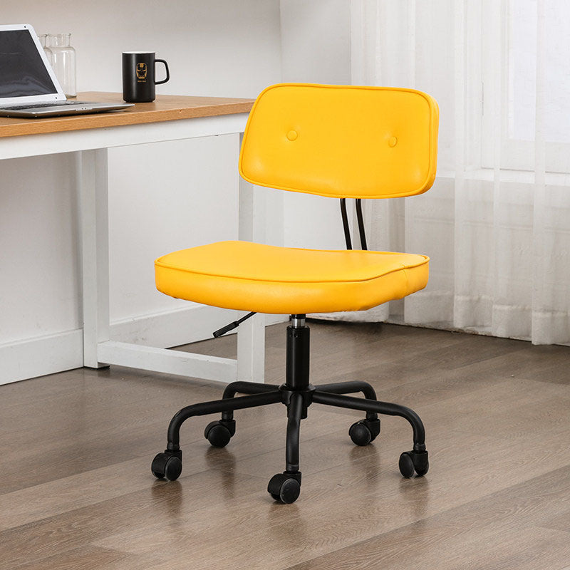 Black Frame Modern Desk Chair with Mid Back Swivel Office Chair with Wheels Yellow Armless 1 Piece Clearhalo 'furn' 'furn_office_chair' 'Furniture' 'furniture_office_chair' 'Office Chairs' 'Office Furniture' 'office_chair' 4992754