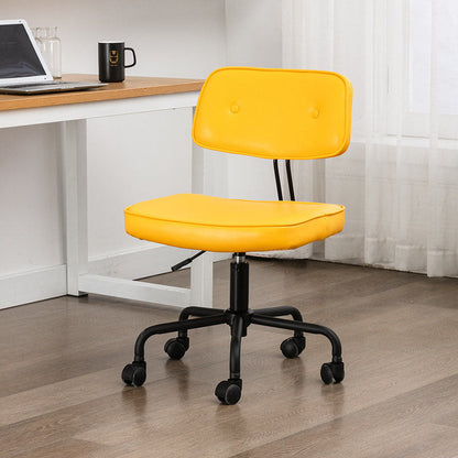 Black Frame Modern Desk Chair with Mid Back Swivel Office Chair with Wheels Yellow Armless 1 Piece Clearhalo 'furn' 'furn_office_chair' 'Furniture' 'furniture_office_chair' 'Office Chairs' 'Office Furniture' 'office_chair' 4992754