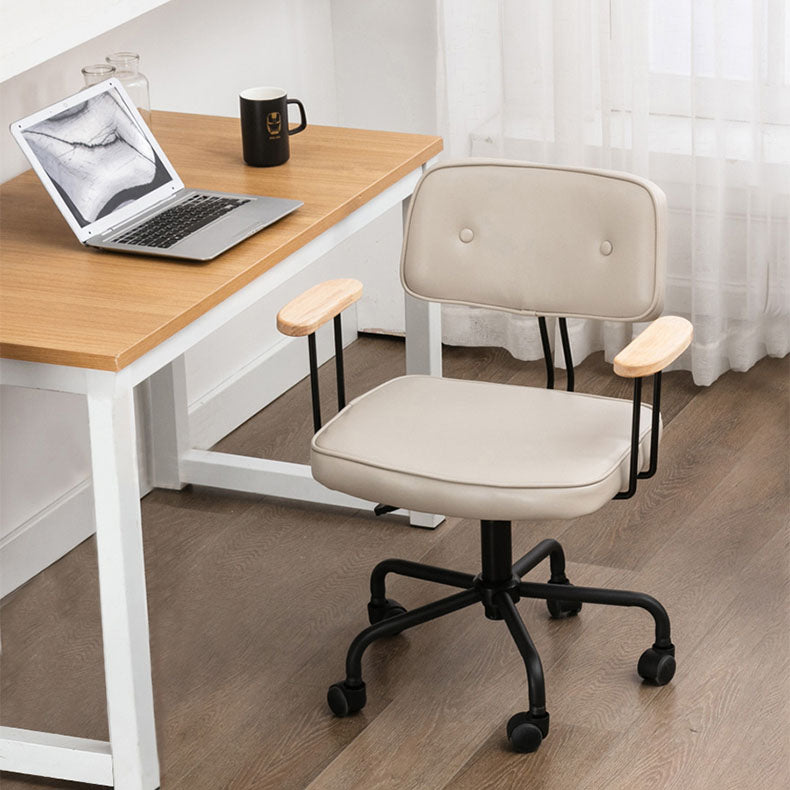 Black Frame Modern Desk Chair with Mid Back Swivel Office Chair with Wheels Clearhalo 'furn' 'furn_office_chair' 'Furniture' 'furniture_office_chair' 'Office Chairs' 'Office Furniture' 'office_chair' 4992755