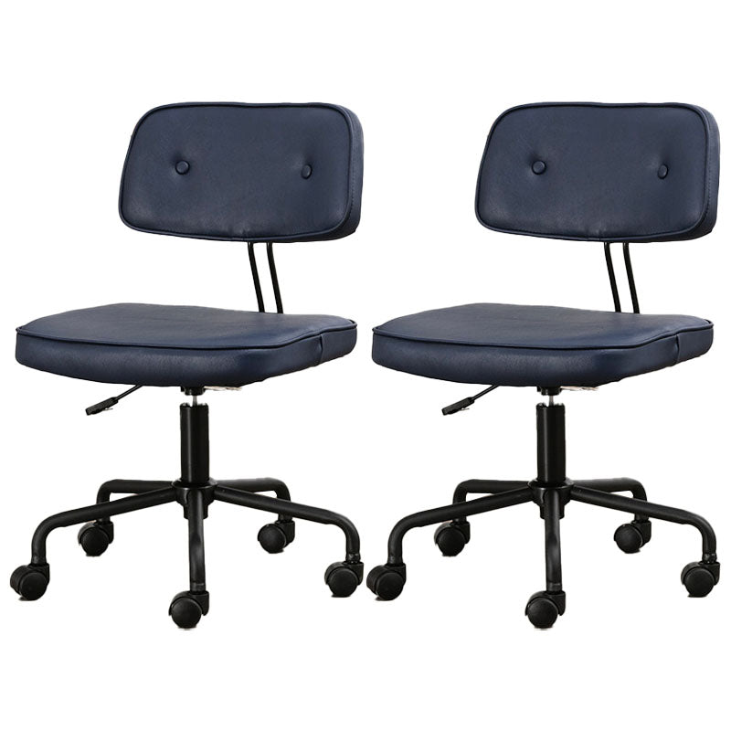 Black Frame Modern Desk Chair with Mid Back Swivel Office Chair with Wheels Blue Armless 2 Piece Set Clearhalo 'furn' 'furn_office_chair' 'Furniture' 'furniture_office_chair' 'Office Chairs' 'Office Furniture' 'office_chair' 4992768