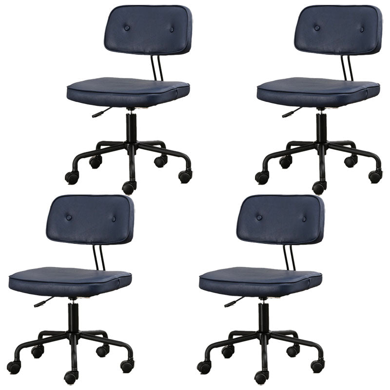 Black Frame Modern Desk Chair with Mid Back Swivel Office Chair with Wheels Blue Armless 4 Piece Set Clearhalo 'furn' 'furn_office_chair' 'Furniture' 'furniture_office_chair' 'Office Chairs' 'Office Furniture' 'office_chair' 4992770