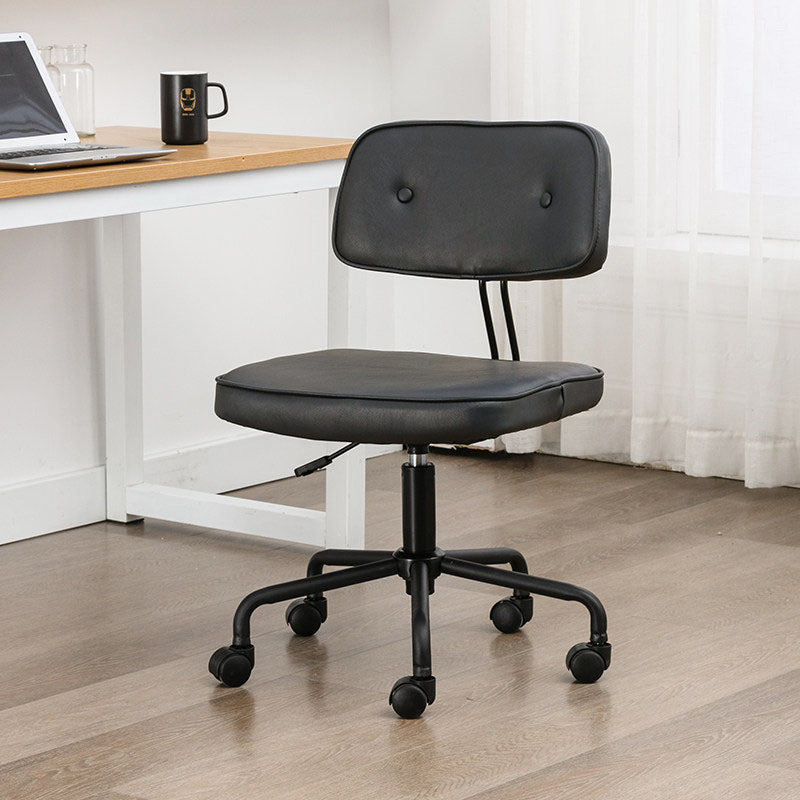 Black Frame Modern Desk Chair with Mid Back Swivel Office Chair with Wheels Black Armless 1 Piece Clearhalo 'furn' 'furn_office_chair' 'Furniture' 'furniture_office_chair' 'Office Chairs' 'Office Furniture' 'office_chair' 4992772